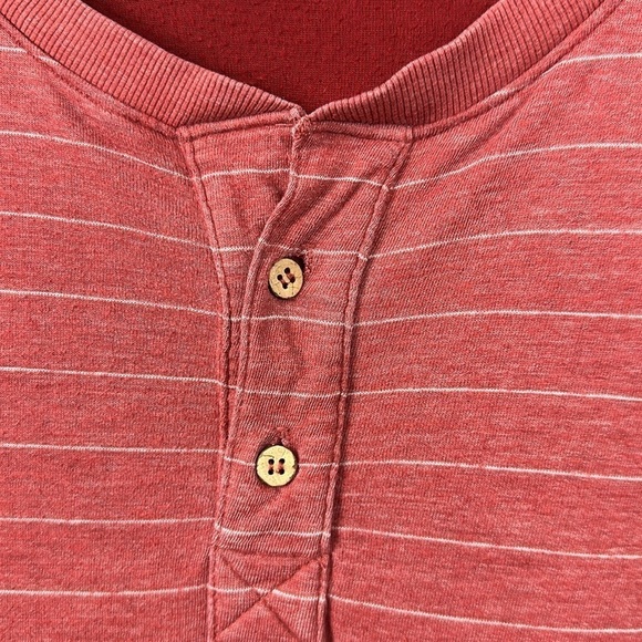 Marine Layer Double Knit Stripe Henley in Raisin Sz XL - Picture 7 of 11